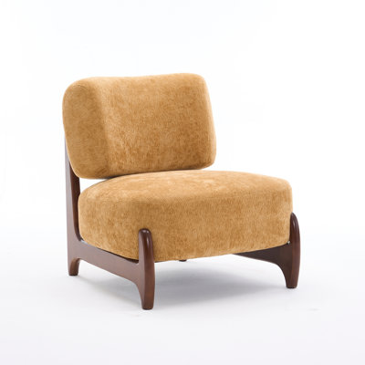 30"W Boucle Armless Upholstered Accent Chair With Solid Wood Leg