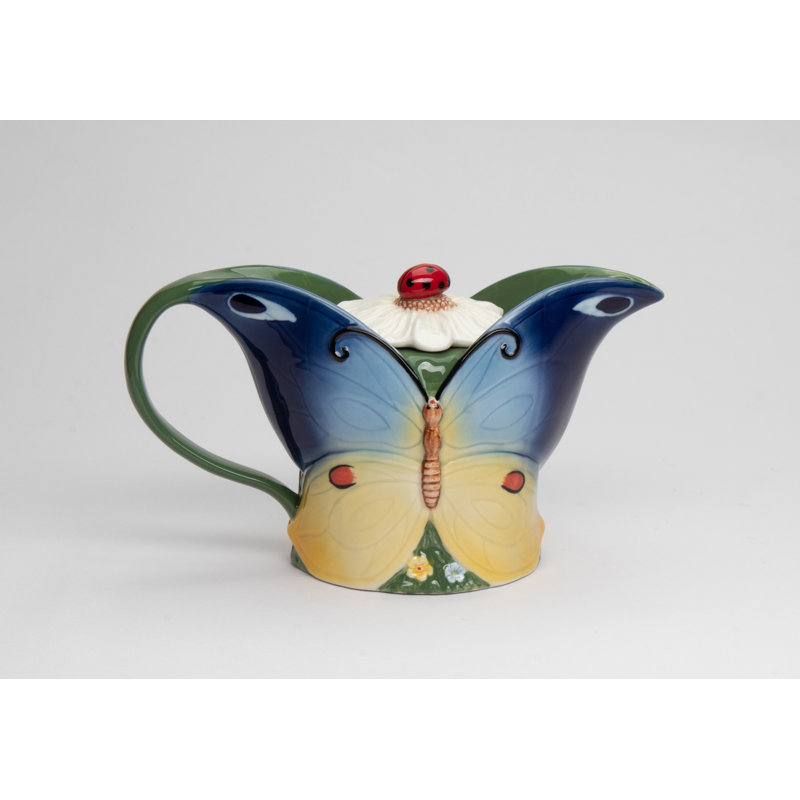 Fine Porcelain Butterfly Shaped Teapot - 4 1/4"H