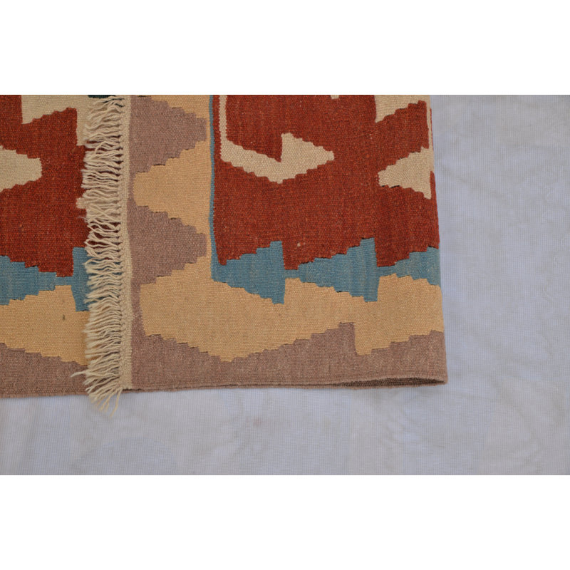 Tapis de zone one-of-kind noué la orange/beige 2 pi 10 po x 3 pi 6 po