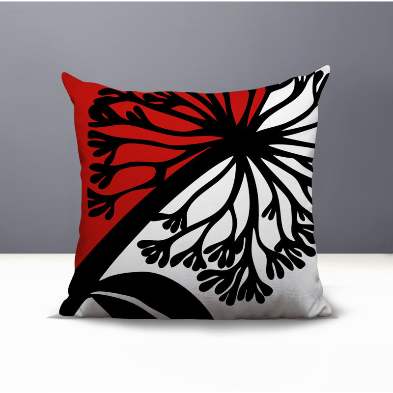 Oreiller carré réversible intérieur / extérieur Aldy, Rouge, Carré 15 po