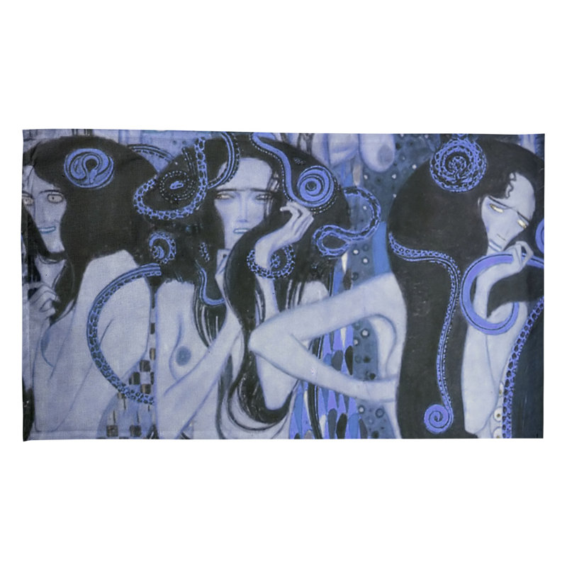 Serviette de thé beethoven frise Magaw, Polyester sergé, Bleu