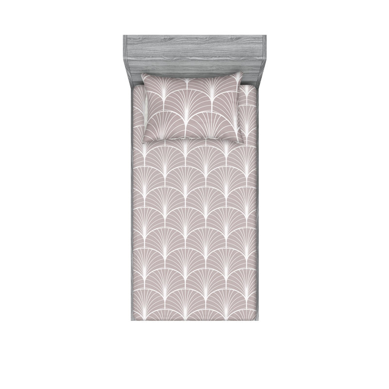 Microfiber Floral Sheet Set, Twin Sheet Set with 1 Pillowcase, Warm Taupe