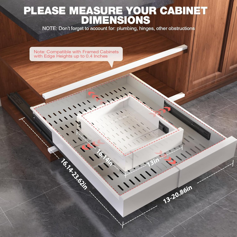 2 Pack Pull Out Cabinet Organizer Expandable Width(13"-21") and Depth(17"-24")