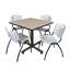 Table de salle de repos carrée Nicklo, chaises empilables 4 M-32668303-32668307-40142455