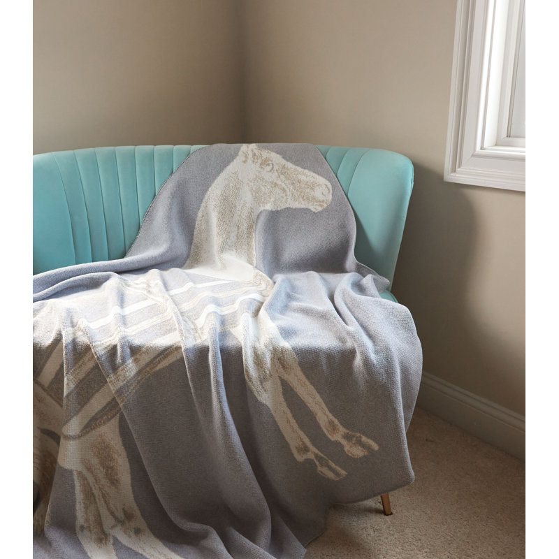 Animal Cotton Blend Throw, White