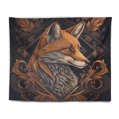 Retro Graphic Fox I Polyester Tapestry