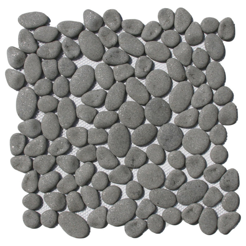 Lombok Random Sized Natural Stone Pebble Wall & Floor Tile, Gray