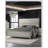 Contemporary Glam Silver Fabric Upholstered Bed W LED Embossed Panel 1Pc Bedframe Bedroom Furniture