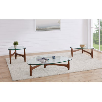 Etna 3 - Piece Glass Top Living Room Table Set