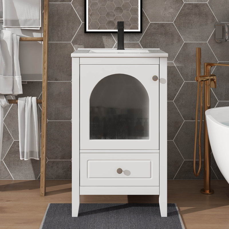 Meuble-lavabo avec lavabo 20 po, Blanc