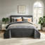 Ensemble de couette vert foncé, couvre-lit rayé bohème 3 pièces, format king-137013254-137013251