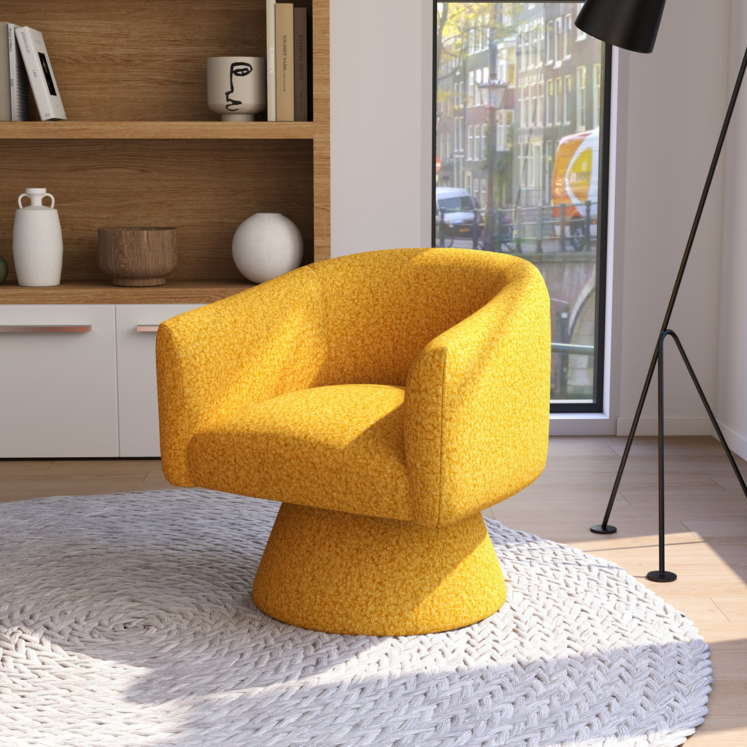 Caleigha Upholstered Swivel Barrel Chair Brayden Studio® 
