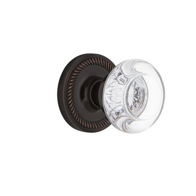 Rosette en corde avec poignée de porte ronde en cristal transparent