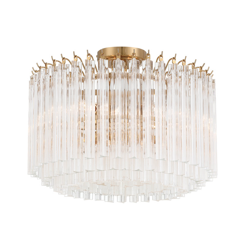 Huntsberry 5 Light Polished Semi Flush Mount, Gold