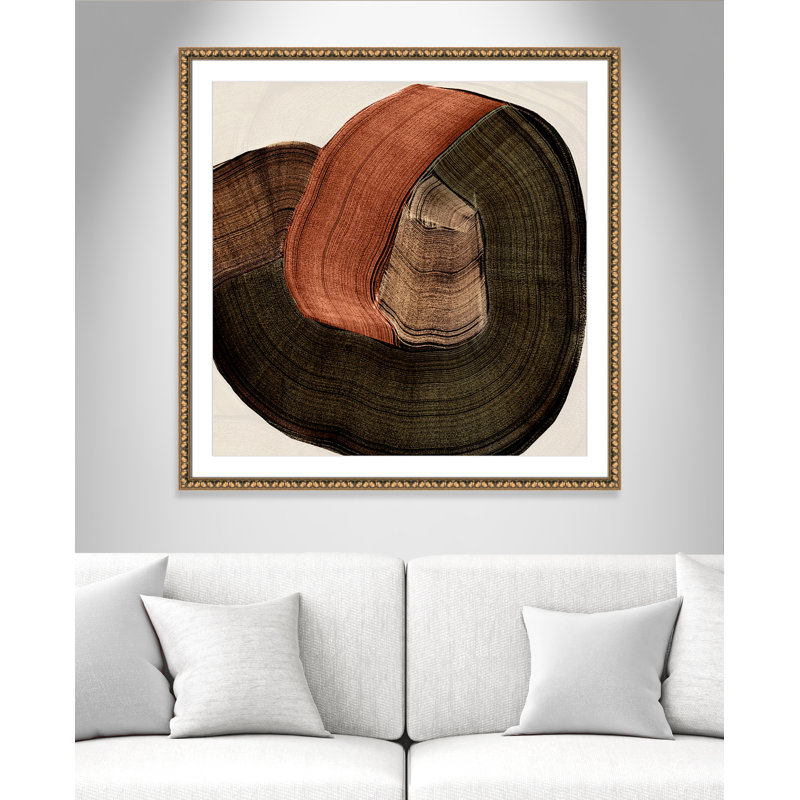 «Folded Earth II» par , l 42 po x H 42 po, Imprimé mat, Perles de feuilles dorées