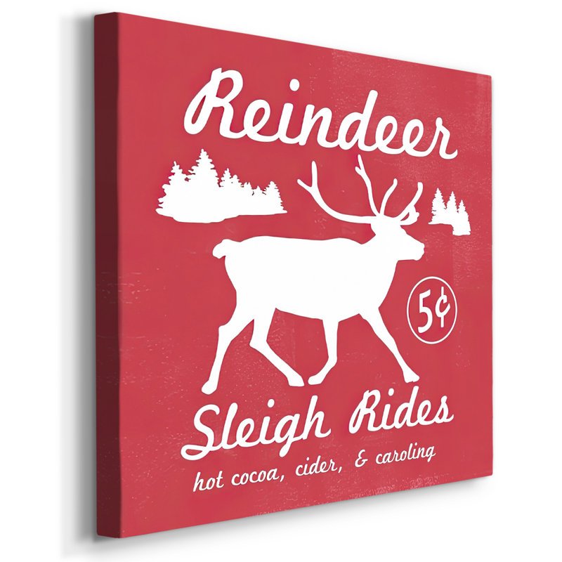 «Reindeer Rides I» sur toile, H 16 po x l 16 po x P 1,5 po