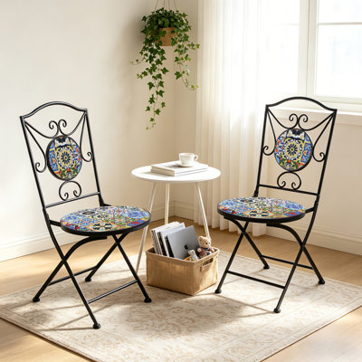 Set Ensemble de 2 pièces chair Chaise de loisirs pliable antirouille pour l'extérieur, ensemble de chaise cour simple, combinaison de meubles en fer léger et durable