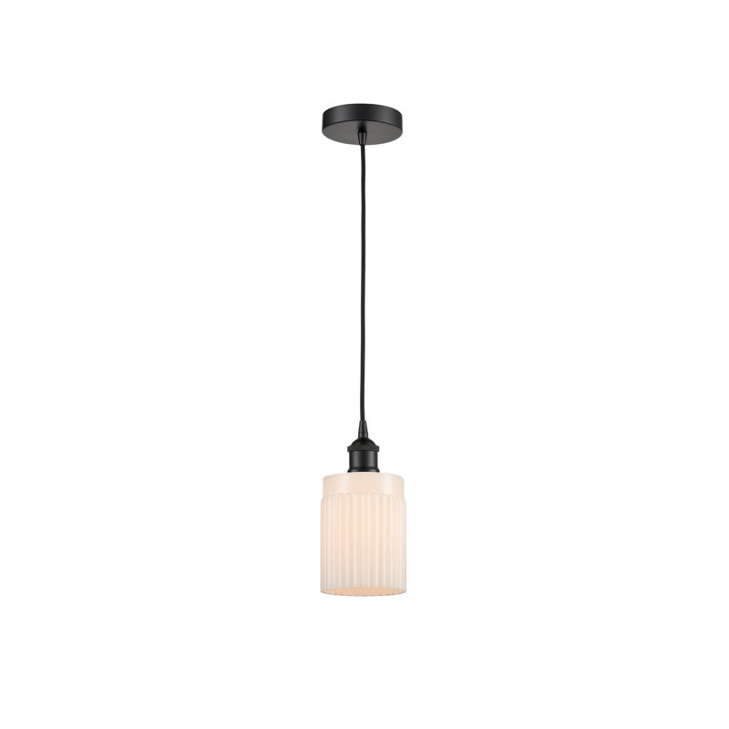 Luminaire suspendu cylindrique à 1 lumière Kamena, Blanc mat, Noir mat
