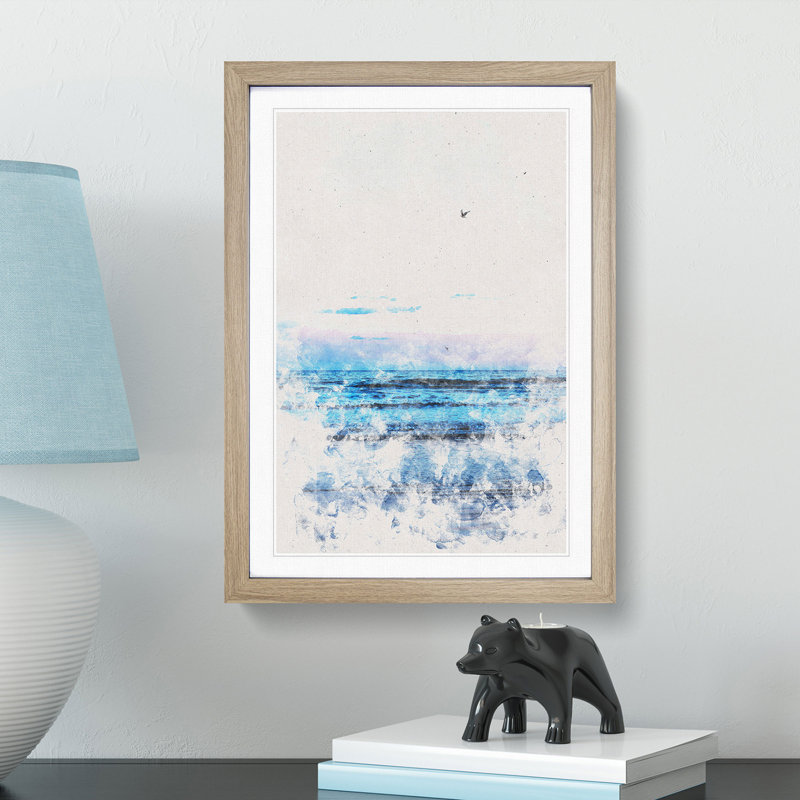 Seagulls Flying High - Picture Frame Graphic Art Print, Oak Framed, 63cm H x 45cm W x 2cm D