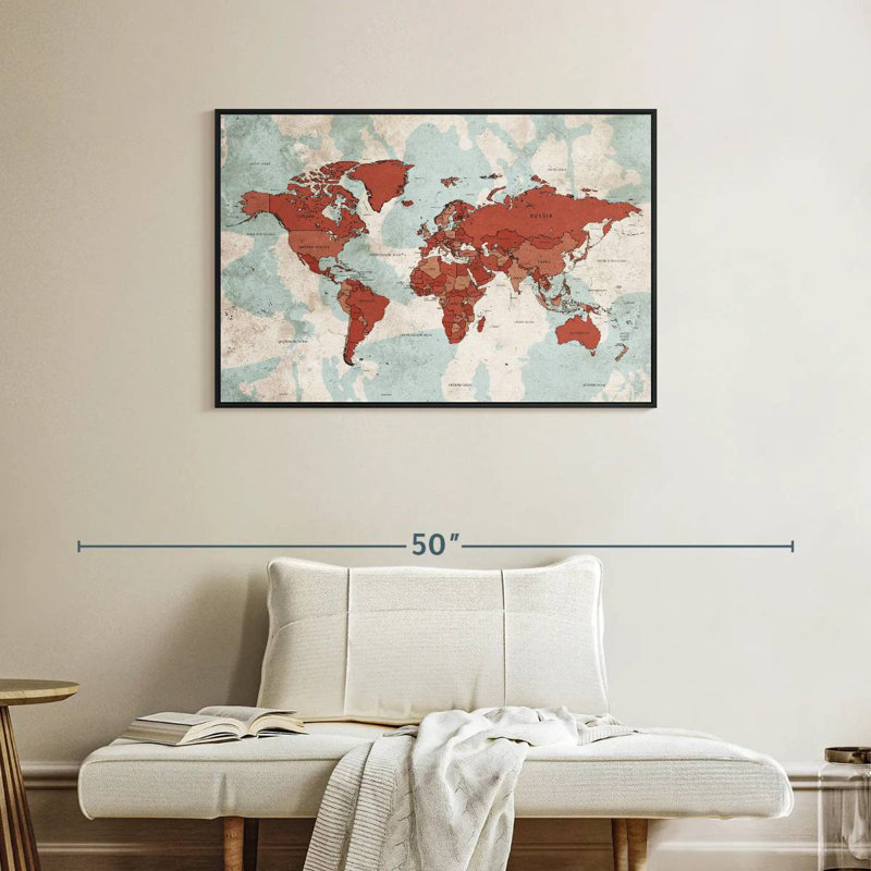 Keiri Aged World Map XII, 25" H x 37" W