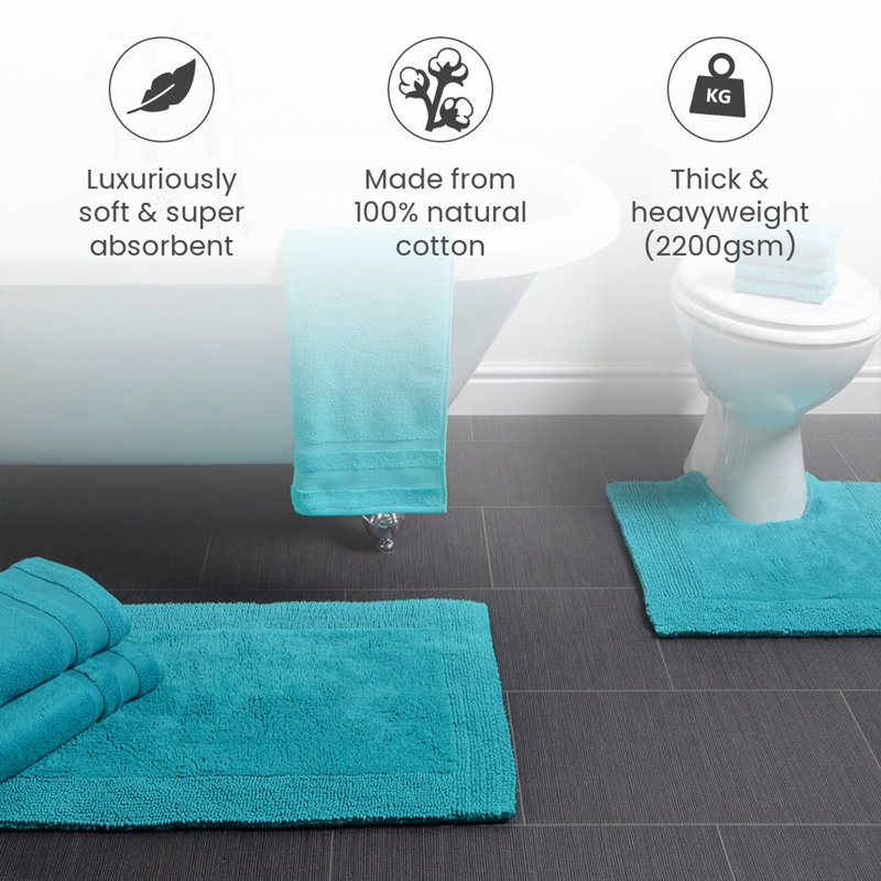 Ruthann Cotton Reversible Bath Mat, Turquoise