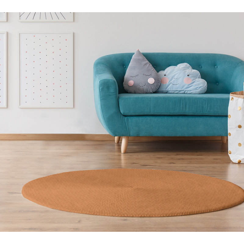 Chenille Geometric Indoor Rug, Round 5'