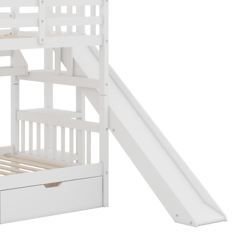 Lit superposé de style château, Lit simple, Blanc