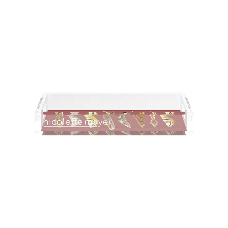 Plateau décoratif rectangulaire en plumes de faisan, Porto, L 12,5 po x P 7,75 po x H 2 po