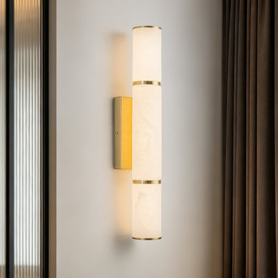Camellia 23" Modern Alabaster Dimmable Led Cylinder Wall Sconce