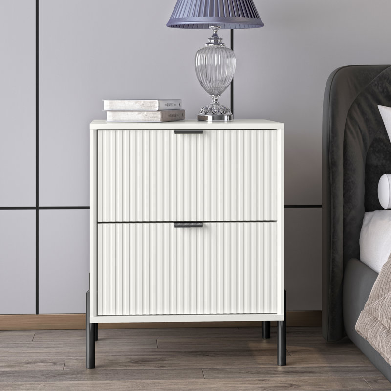 Cainsville 21.5'' W Manufactured Wood+ Steel Nightstand, Black/Beige