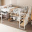 Lit mezzanine en métal avec escalier, table de rangement basse et tablettes de rangement-87490571