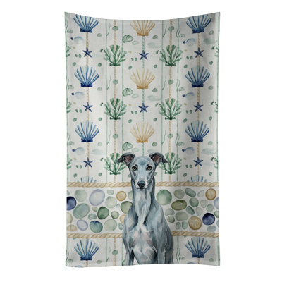 Blue Brindle Greyhound Coastal Sea Glass Kitchen Towel