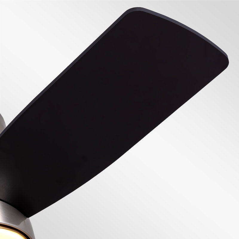  Ventilateur de plafond standard à DEL à 3 pales 32 po avec ensemble d'éclairage et télécommande, Nickel, Noir, 32"