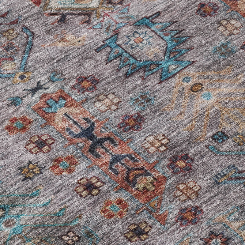 Tapis gris intérieur / extérieur lavable à la machine, Rectangle 2 pi 6 po x 3 pi 10 po