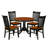 5 Piece Modern Dining Table Set Includes a Round Wooden Table with Pedestal and 4 Dining Chairs, Black & Cherry