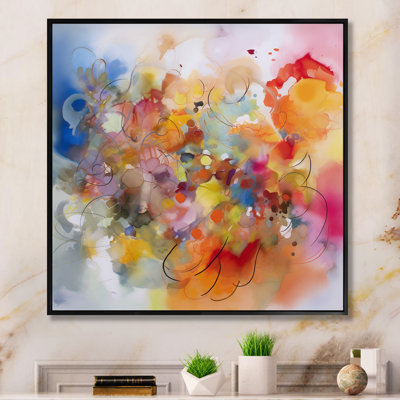 «Blue, Yellow and Orange Colorful Whirls VI», reproduction d'art sur toile