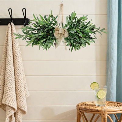 Artificial Olive Garland Greenery, Real Touch Fake Olive Branch Vine For Wedding Centerpieces, Home Wall Decor, Kitchen, Mantle, DIY Crafts (Green)