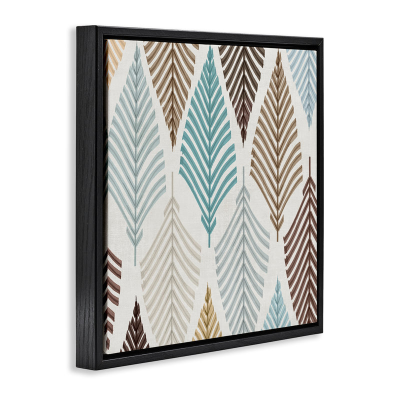 Leaf And Stem Pattern Floating Frame, design by Eli Jones, Jet Black Floater Frame, 18" H x 18" W