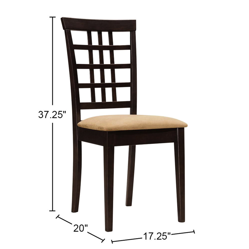 Cappuccino Dining Chairs   Of 2 , Back Detail, Padded Upholstered Comfort Seat, Rectangular Shape For Room 2 Chairs, Transitional Decor, Home