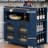 Rolling Kitchen Storage Island With Led Lights, Power Sockets, Fluted Glass Door & Large Capacity Storage, Navy Blue Outlets