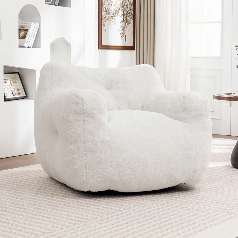 Fauteuil à billes avec accoudoirs et mousse à haute densité rembourrée, Blanc