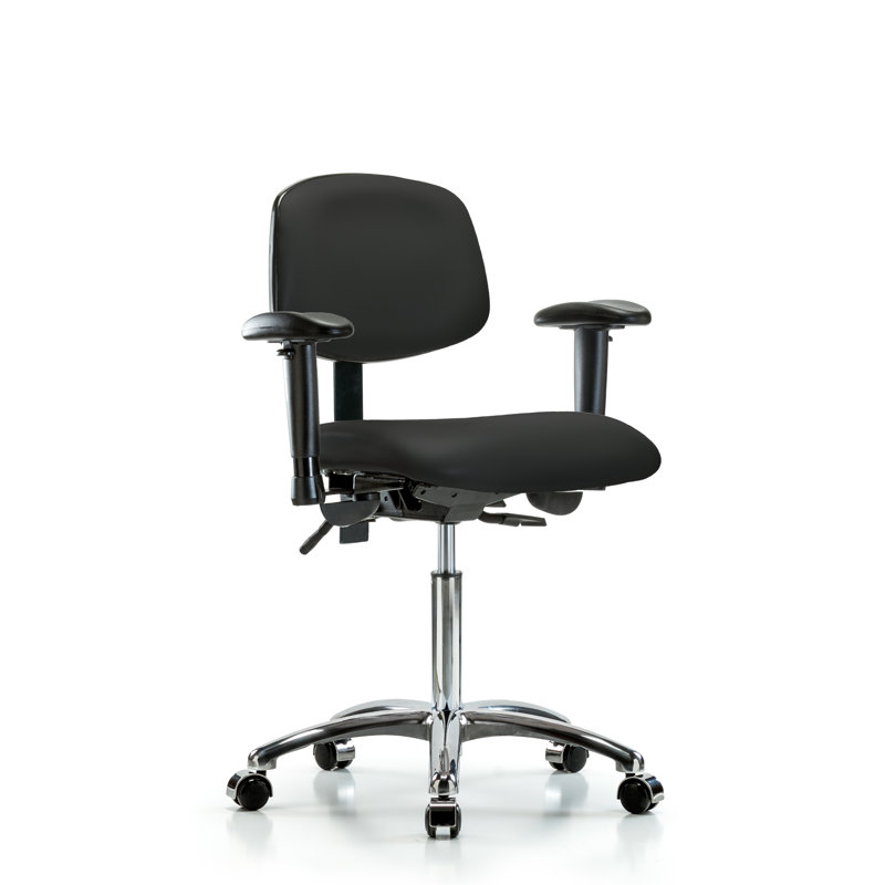 Shaylee Vinyl Task Chair, Black, Casters, Not Included
