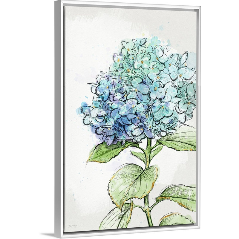 «Hydrangea Study», art mural, Toile avec cadre blanc, H 18 po x l 12 po x P 1,75 po