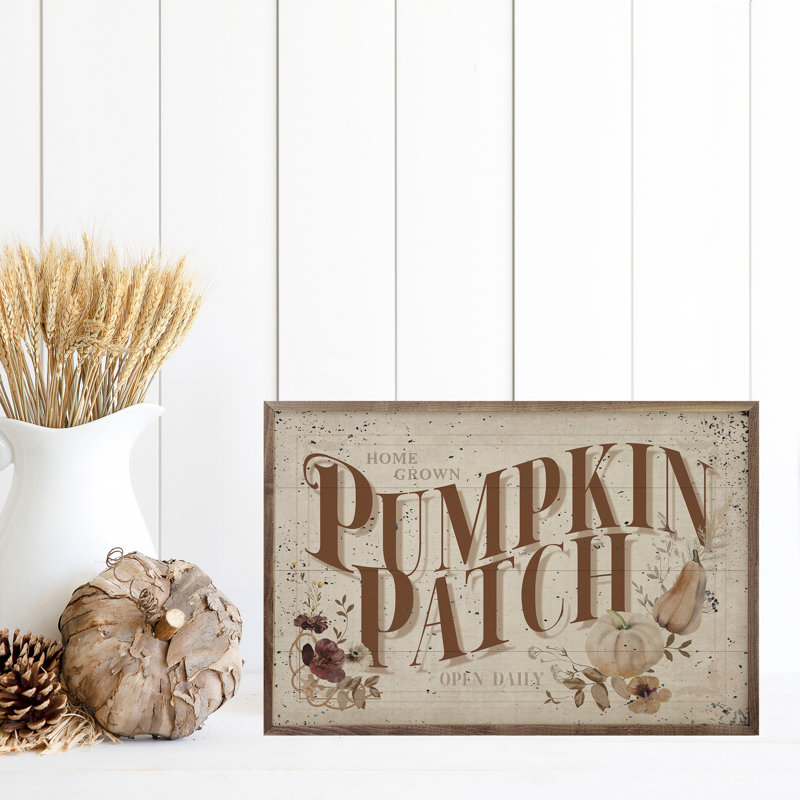 Rustic Walnut Framed Pumpkin Patch Thanksgiving Wall Art