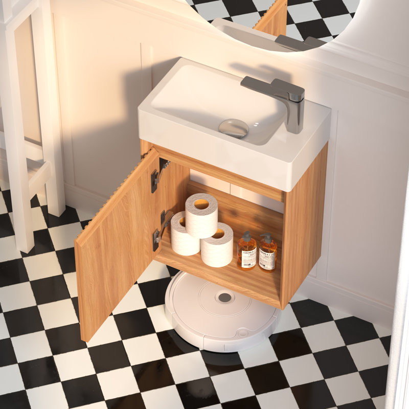 16" Bathroom Vanity with Sink, Wall Mounted Floating Vanity with Soft-Close Door, Bathroom Vanities for Small Bathroom, Apartment
