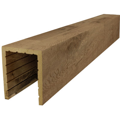 AmeriCraft Wood Smooth Beam, 3-Sided (U-Beam), 3 1/2"W x 5 1/2"H x 120"L, Special Walnut Finish, Stain Grade White Oak