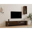Meuble télé moderne en noyer avec tablette murale, 63,0 x 13,0 x 10,6 pouces | 100% panneau de particules enduit de mélamine, épaisseur: 0,7 pouce | Plusieurs tablettes, solution de rangement murale et élégante pour le salon-1457813120