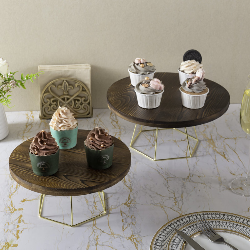 Mickenzy Wood Serving Cake Dessert Stand