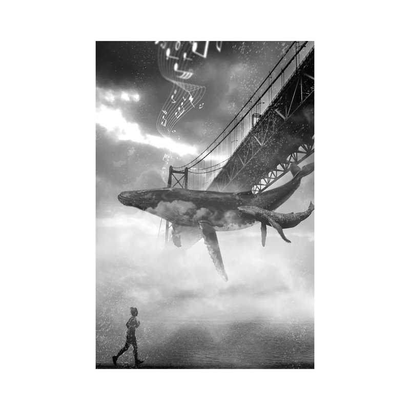 Whale Music Under The Golden Gate Bridge 1 Piece Wrapped Canvas Wall Art, 20.32 cm H x 30.48 cm W