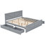 Lit plateforme en bois avec quatre tiroirs de rangement et pieds de soutien-795719955-795719953